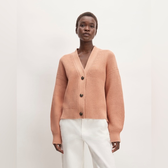 Everlane Organic Cotton Cardigan - Blush Pink - Picture 2 of 5